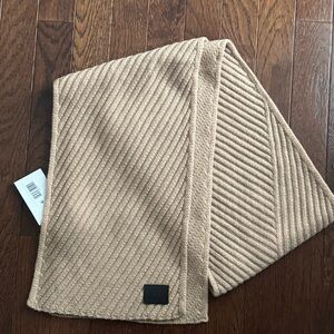NWT Camel All Saints Ribbed Scarf acrylic wool blend (not itchy) tan beige